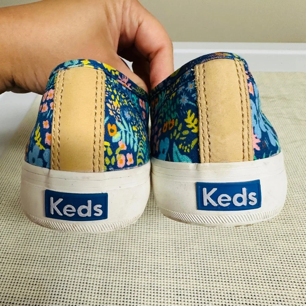 Keds x Rifle Paper Co. Double Decker Slip On Sneakers size 7 Floral Print